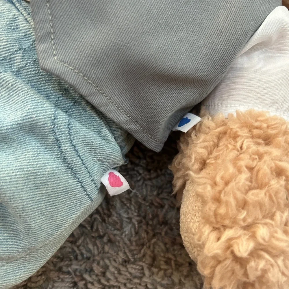 Build A Bear Plush Teddy Bear Tan Blue Bowtie Vest Denim Outfit‎ Stuffed Animal